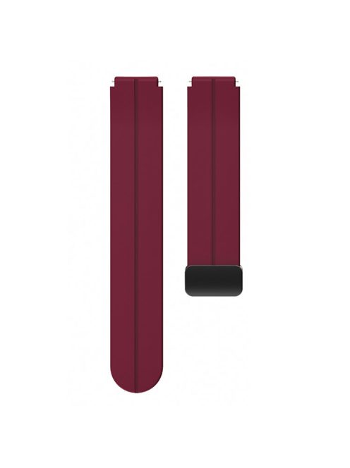 For Garmin Forerunner 265S / 255S / Venu 2S Watch Band 18mm Silicone Strap with Magnetic Folding Black Buckle - Wine Red