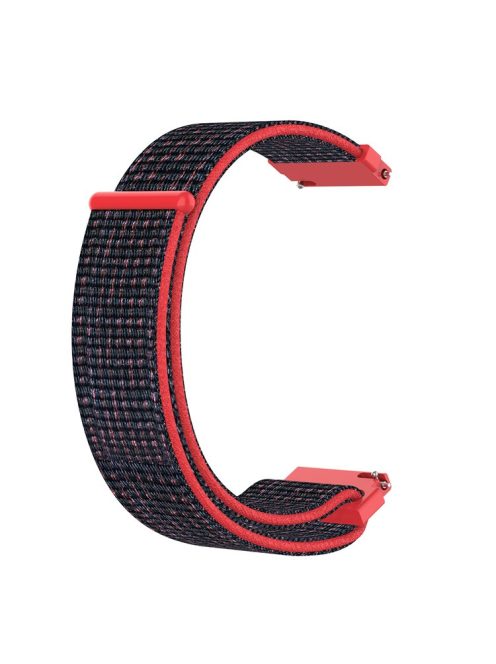 For Garmin Forerunner 265S / 255S / Venu 2S Wrist Band 18mm Universal Nylon Adjustable Watch Strap - Black / Red