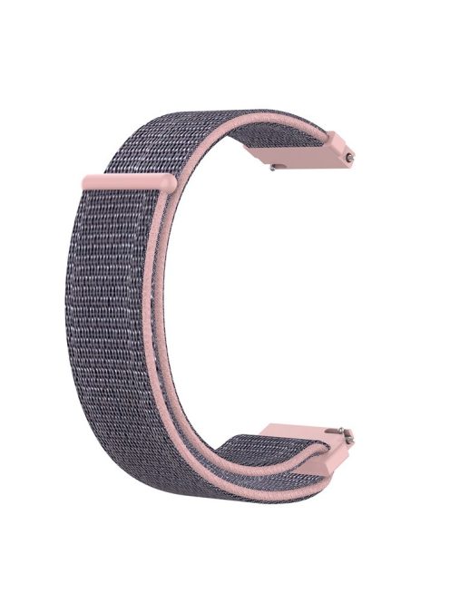 For Garmin Forerunner 265S / 255S / Venu 2S Wrist Band 18mm Universal Nylon Adjustable Watch Strap - Grey / Pink