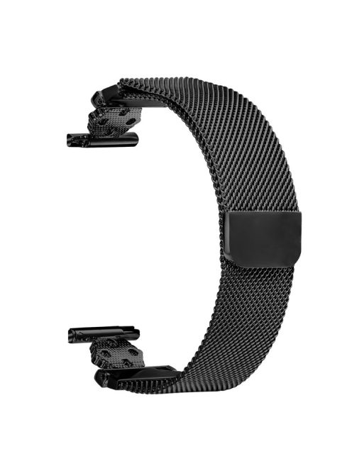 For Garmin Forerunner 55 / Venu Milanese Band Flower Stainless Steel Magnetic Mesh Watch Strap - Black