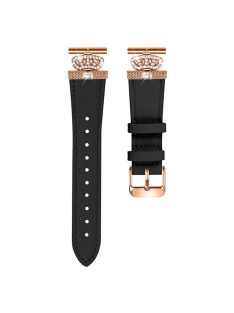   For Garmin Forerunner 645 / 645 Music Watch Band with Rose Gold Buckle Stylish Replace Strap - Black