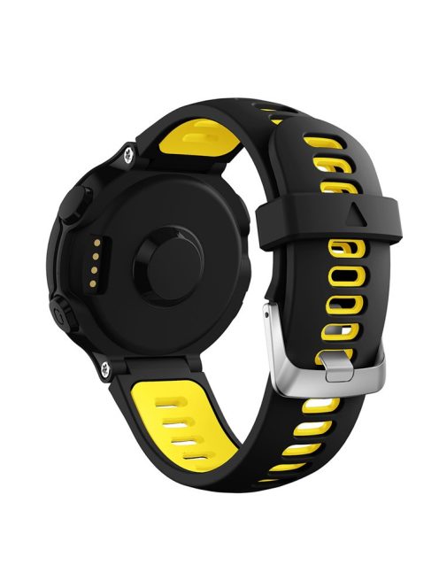 For Garmin Forerunner 735XT 220 230 235 620 630 Silicone Watch Band Strap Silver Buckle Strap with Spring Bars - Black / Yellow