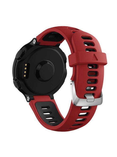 For Garmin Forerunner 735XT 220 230 235 620 630 Silicone Watch Band Strap Silver Buckle Strap with Spring Bars - Red / Black