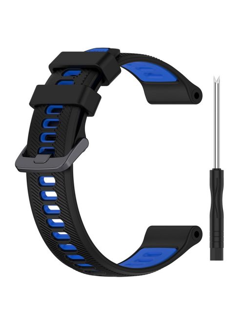 For Garmin Forerunner 965 / 955 / 945 / 935 / 745 Silicone Watch Band Twill Texture Dual Color Wrist Strap - Black+Blue