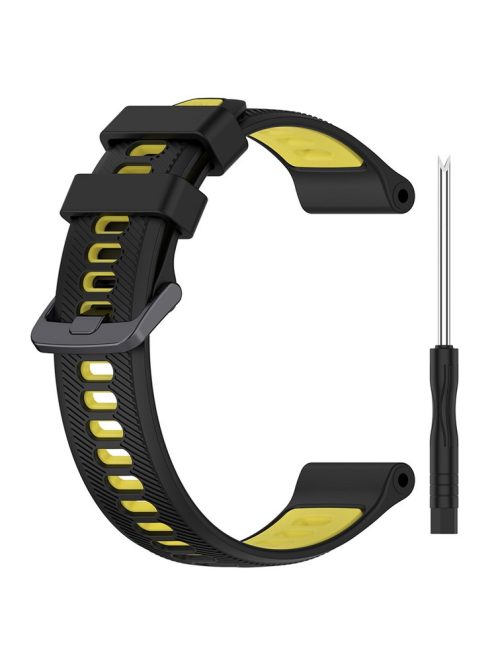 For Garmin Forerunner 965 / 955 / 945 / 935 / 745 Silicone Watch Band Twill Texture Dual Color Wrist Strap - Black+Yellow