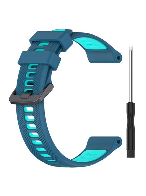 For Garmin Forerunner 965 / 955 / 945 / 935 / 745 Silicone Watch Band Twill Texture Dual Color Wrist Strap - Blue+Teal Green