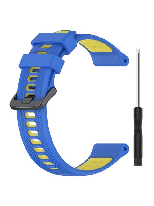 For Garmin Forerunner 965 / 955 / 945 / 935 / 745 Silicone Watch Band Twill Texture Dual Color Wrist Strap - Blue+Yellow