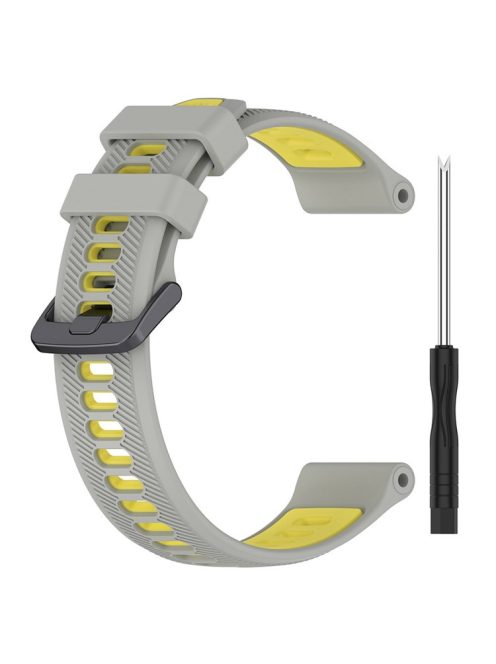 For Garmin Forerunner 965 / 955 / 945 / 935 / 745 Silicone Watch Band Twill Texture Dual Color Wrist Strap - Grey+Yellow