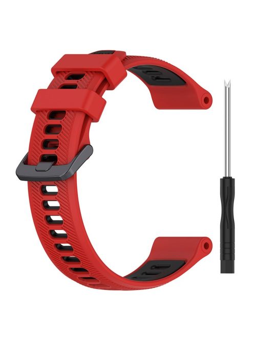 For Garmin Forerunner 965 / 955 / 945 / 935 / 745 Silicone Watch Band Twill Texture Dual Color Wrist Strap - Red+Black