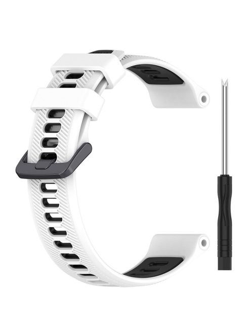 For Garmin Forerunner 965 / 955 / 945 / 935 / 745 Silicone Watch Band Twill Texture Dual Color Wrist Strap - White+Black