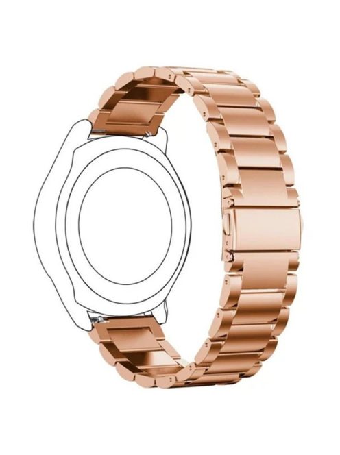 For Garmin Lily 2 14mm Watch Band 3-Beads Stainless Steel Wrist Strap with Folding Buckle - Rose Gold