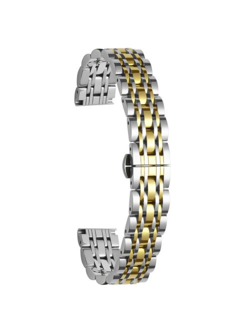 For Garmin Lily 2 Watch Band 7-Beads 14mm Stainless Steel Replacement Strap - Silver+Gold