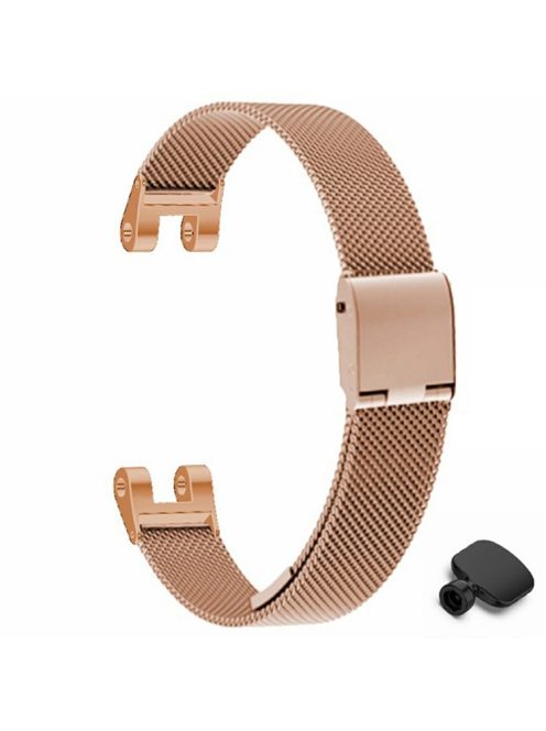 For Garmin Lily Metal Watch Strap Milanese Mesh Wrist Band Replacement with Tool - Rose Gold