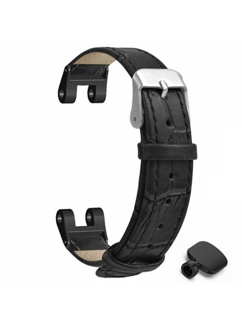 For Garmin Lily Watch Band Bamboo Texture PU Leather Adjustable Strap - Black