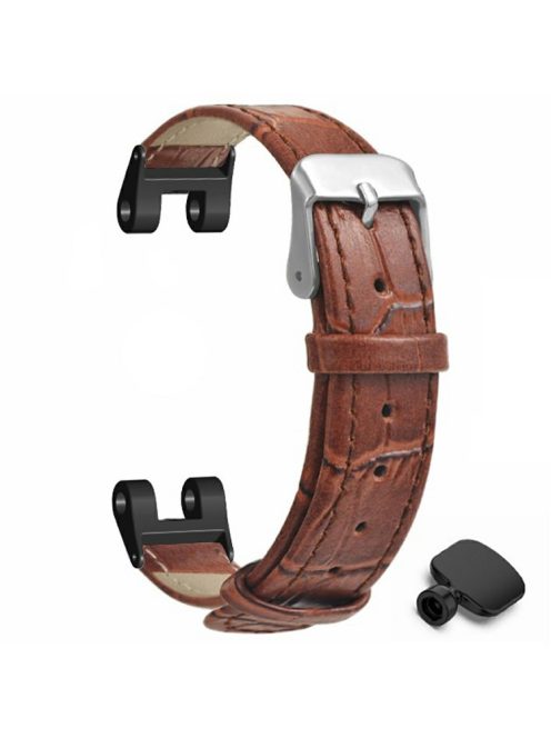 For Garmin Lily Watch Band Bamboo Texture PU Leather Adjustable Strap - Brown