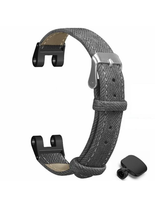 For Garmin Lily Watch Band Denim Texture PU Leather Adjustable Strap - Grey