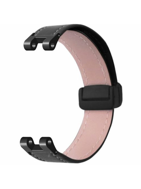 For Garmin Lily Watch Strap PU Leather Wrist Band with Magnetic Buckle - Black