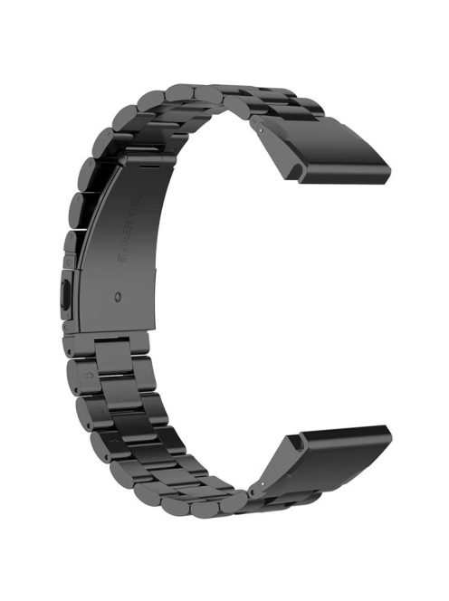 For Garmin QuickFit 26mm / Garmin Fenix 7X / 7X Pro / 6X Stainless Steel Strap 3 Beads Watch Band - Black