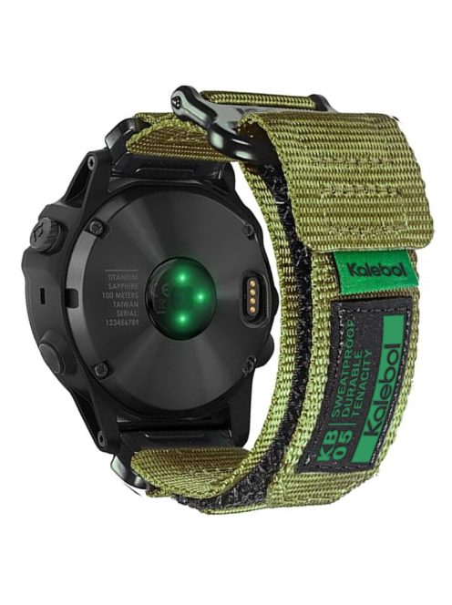 For Garmin Tactix 7 AMOLED Edition / Tactix 7 Pro / QuickFit 26mm Watch Strap Nylon Sticker Wrist Band - Army Green