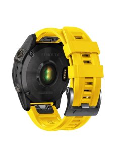   For Garmin Tactix 7 Pro / Fenix 7X / Fenix 6X Pro Silicone Watch Strap 26mm Wrist Band with Black Buckle - Yellow