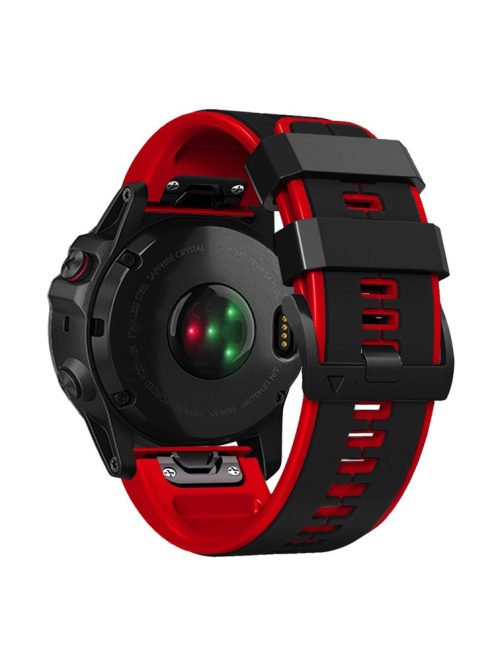 For Garmin Tactix 7 Pro / Fenix 7X / Fenix 6X Pro Silicone Wrist Strap Replacement Dual Color Smart Watch Band 26mm - Black / Red