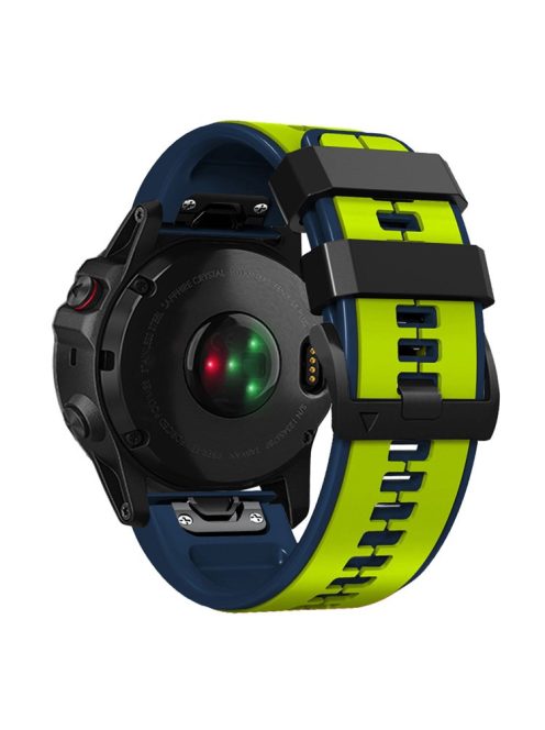 For Garmin Tactix 7 Pro / Fenix 7X / Fenix 6X Pro Silicone Wrist Strap Replacement Dual Color Smart Watch Band 26mm - Lime / Blue