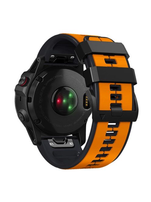 For Garmin Tactix 7 Pro / Fenix 7X / Fenix 6X Pro Silicone Wrist Strap Replacement Dual Color Smart Watch Band 26mm - Orange / Black