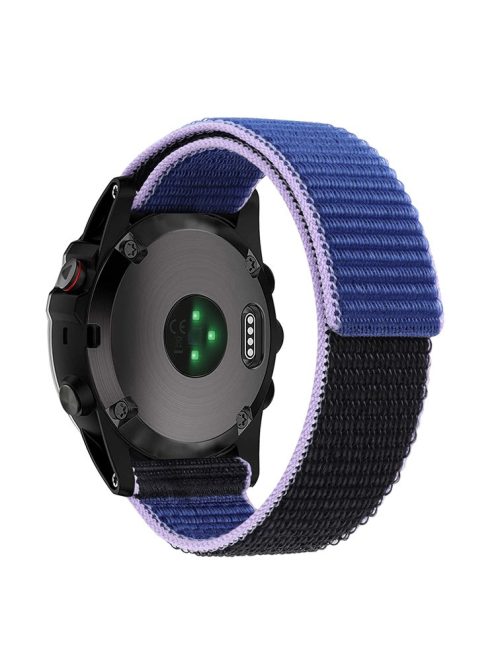 For Garmin Tactix 7 Pro / Fenix 7X / Fenix 6X Pro Stitching Watch Strap 26mm Adjustable Loop Nylon Wrist Band - Blue+Black