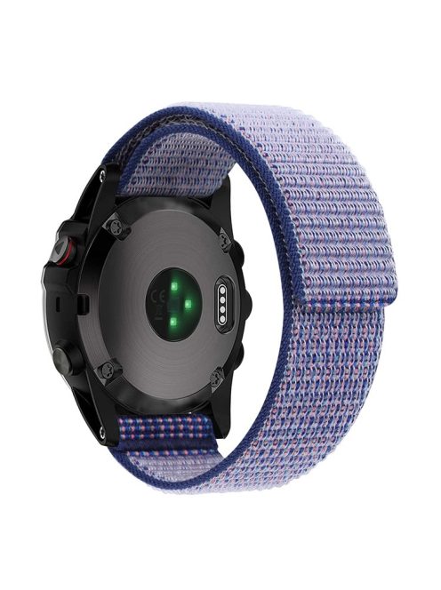 For Garmin Tactix 7 Pro / Fenix 7X / Fenix 6X Pro Stitching Watch Strap 26mm Adjustable Loop Nylon Wrist Band - Light Purple