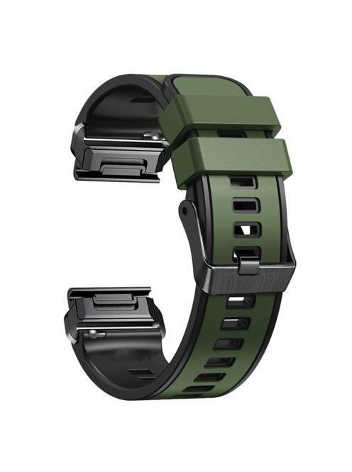 For Garmin Tactix 7 Pro / Tactix Delta Replacement Wristband Quick Release Dual-color Soft Silicone Sport Watch Band  - Army Green  /  Black