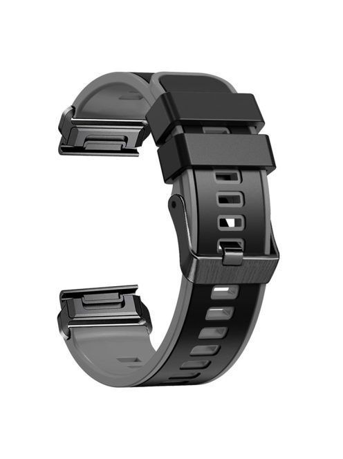 For Garmin Tactix 7 Pro / Tactix Delta Replacement Wristband Quick Release Dual-color Soft Silicone Sport Watch Band  - Black  /  Grey