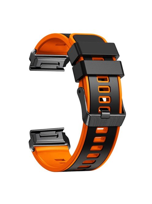 For Garmin Tactix 7 Pro / Tactix Delta Replacement Wristband Quick Release Dual-color Soft Silicone Sport Watch Band  - Black  /  Orange