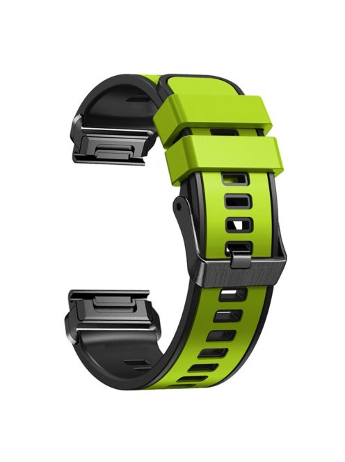 For Garmin Tactix 7 Pro / Tactix Delta Replacement Wristband Quick Release Dual-color Soft Silicone Sport Watch Band  - Lime  /  Black