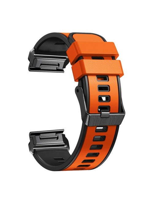 For Garmin Tactix 7 Pro / Tactix Delta Replacement Wristband Quick Release Dual-color Soft Silicone Sport Watch Band  - Orange  /  Black