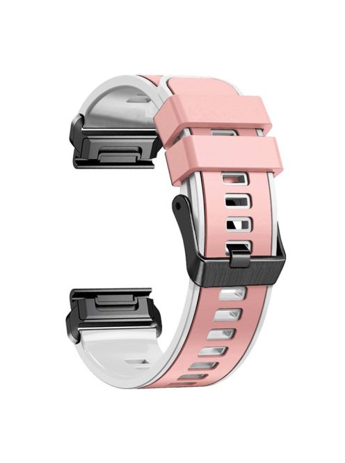 For Garmin Tactix 7 Pro / Tactix Delta Replacement Wristband Quick Release Dual-color Soft Silicone Sport Watch Band  - Pink  /  White