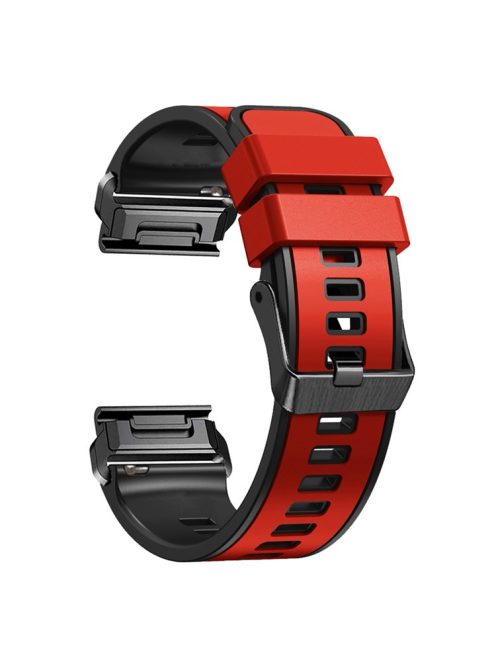 For Garmin Tactix 7 Pro / Tactix Delta Replacement Wristband Quick Release Dual-color Soft Silicone Sport Watch Band  - Red  /  Black