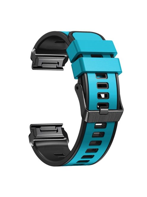 For Garmin Tactix 7 Pro / Tactix Delta Replacement Wristband Quick Release Dual-color Soft Silicone Sport Watch Band  - Sky Blue  /  Black