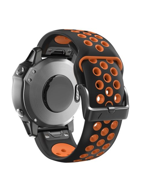 For Garmin Tactix Delta / Enduro / Fenix 7X Silicone Watch Band Dual Color Quick Release Wrist Strap - Black / Orange