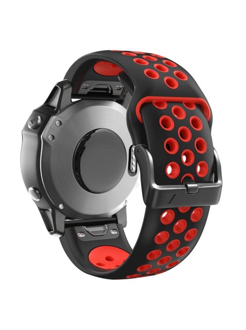 For Garmin Tactix Delta / Enduro / Fenix 7X Silicone Watch Band Dual Color Quick Release Wrist Strap - Black / Red