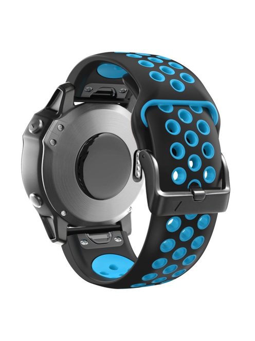 For Garmin Tactix Delta / Enduro / Fenix 7X Silicone Watch Band Dual Color Quick Release Wrist Strap - Black / Sky Blue