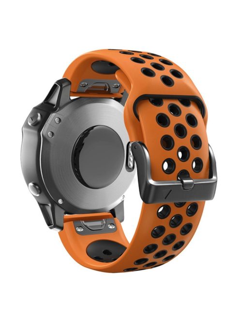 For Garmin Tactix Delta / Enduro / Fenix 7X Silicone Watch Band Dual Color Quick Release Wrist Strap - Orange / Black