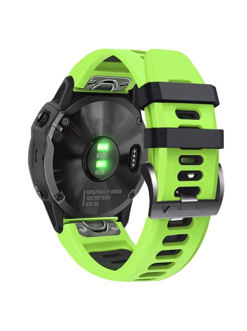 For Garmin Tactix Delta / Enduro / Fenix 7X Silicone Watch Strap Dual Color Quick Release Watchband - Lime / Black