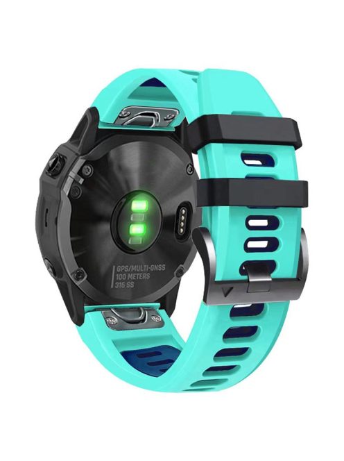 For Garmin Tactix Delta / Enduro / Fenix 7X Silicone Watch Strap Dual Color Quick Release Watchband - Mint Green / Blue