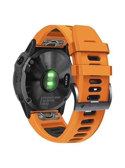 For Garmin Tactix Delta / Enduro / Fenix 7X Silicone Watch Strap Dual Color Quick Release Watchband - Orange / Black