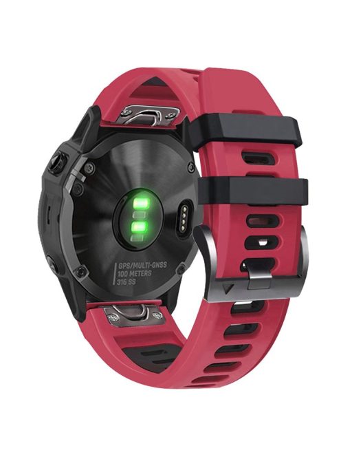 For Garmin Tactix Delta / Enduro / Fenix 7X Silicone Watch Strap Dual Color Quick Release Watchband - Red / Black