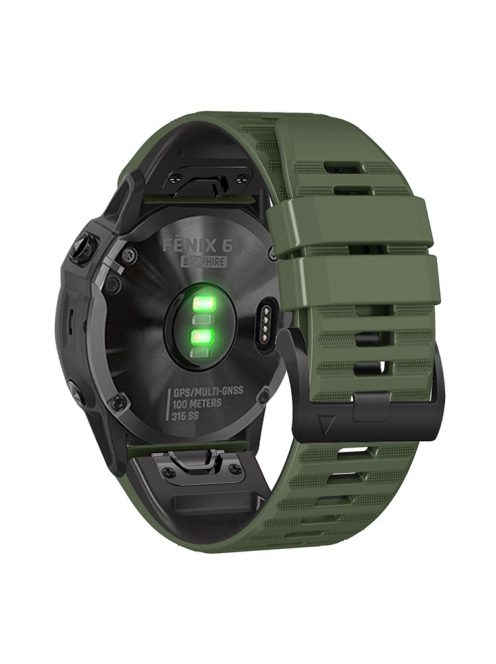 For Garmin Tactix Delta / Enduro Horizontal Stripes Silicone Replacement Watch Strap Adjustable Wrist Band - Army Green / Black