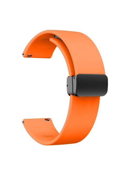 For Garmin Venu / Venu Sq / Venu Sq 2 /  Venu 2 Plus Watch Band 20mm Silicone Wrist Strap with Magnetic Folding Black Buckle - Orange