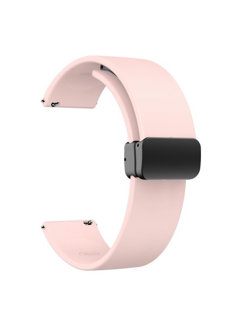 For Garmin Venu / Venu Sq / Venu Sq 2 /  Venu 2 Plus Watch Band 20mm Silicone Wrist Strap with Magnetic Folding Black Buckle - Pink