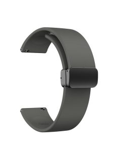   For Garmin Venu / Venu Sq / Venu Sq 2 /  Venu 2 Plus Watch Band 20mm Silicone Wrist Strap with Magnetic Folding Black Buckle - Space Grey