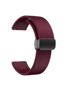   For Garmin Venu / Venu Sq / Venu Sq 2 /  Venu 2 Plus Watch Band 20mm Silicone Wrist Strap with Magnetic Folding Black Buckle - Wine Red